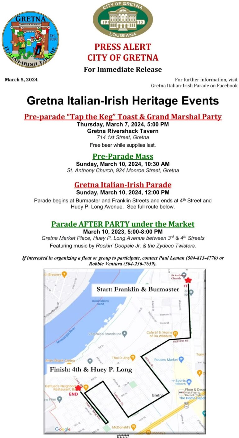 ItalianIrish Heritage Events City Of Gretna City Of Gretna